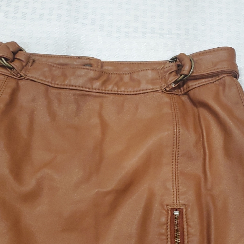 Free People Tan Brown  Mini Skirt with Zipper Detail - Picture 4 of 10